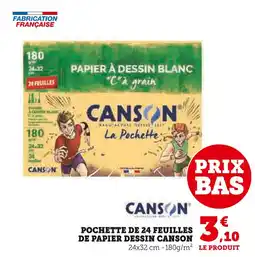 Super U CANSON POCHETTE DE 24 FEUILLES DE PAPIER DESSIN offre