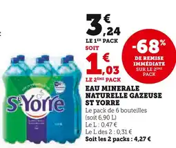 Super U ST YORRE EAU MINERALE NATURELLE GAZEUSE offre