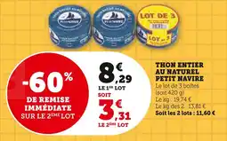 Super U PETIT NAVIRE THON ENTIER AU NATUREL offre
