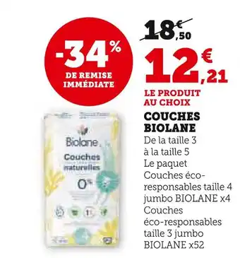 Super U BIOLANE COUCHES offre