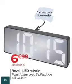 Réveil LED miroir