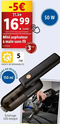 Lidl Mini aspirateur à main sans fil offre