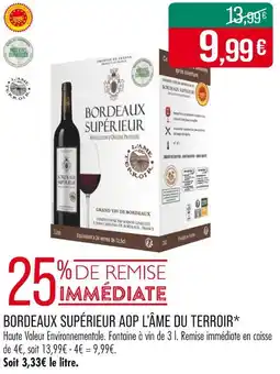 Match L’ÂME DU TERROIR BORDEAUX SUPÉRIEUR AOP offre