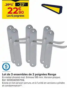 Castorama Lot de 3 ensembles de 2 poignées Renge offre
