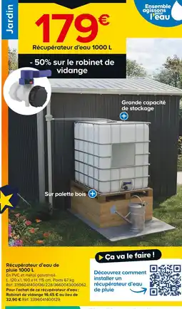 Castorama Récupérateur d'eau de pluie 1000 L offre