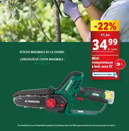 Lidl Mini- tronçonneuse à bois sans fil* offre