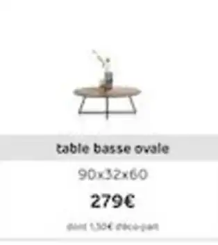 H&H Table basse ovale offre