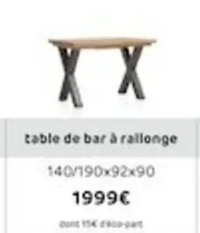Table de bar à rallonge