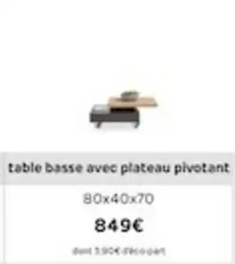 H&H Table basse avec plateau pivotant offre