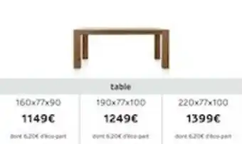 H&H Table offre