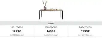 H&H Table offre