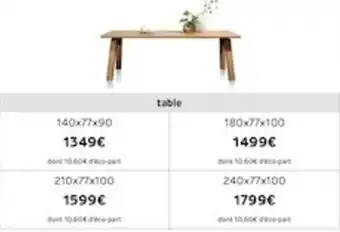 H&H Table offre