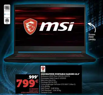 Super U Ordinateur Portable Gaming 15,6 offre