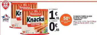 E.Leclerc 10 Knacks Fumées Au Bois de Hêtre Pur Porc offre