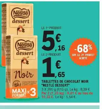 E.Leclerc Tablettes de Chocolat Noir offre