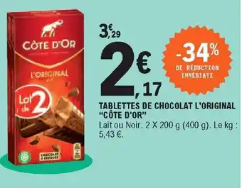 E.Leclerc Tablettes de Chocolat l'Original offre