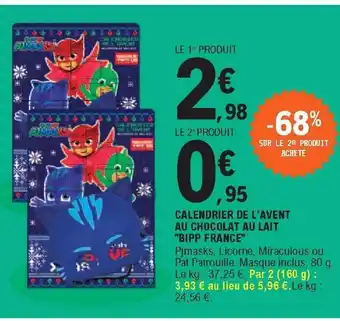 E.Leclerc Calendrier de l'Avent Au Chocolat Au Lait offre