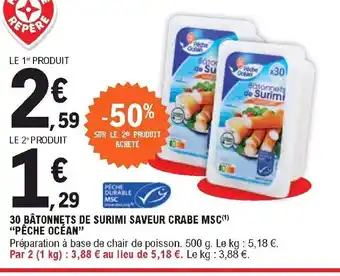 E.Leclerc 30 Bâtonnets de Surimi Saveur Crabe MSC offre