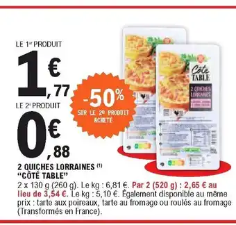 E.Leclerc 2 Quiches Lorraines Côté Table offre