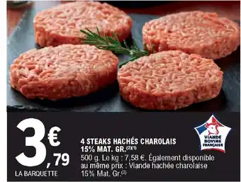E.Leclerc 4 Steaks Hachés Charolais offre