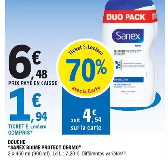 E.Leclerc Douche Sanex Biome Protect Dermo offre