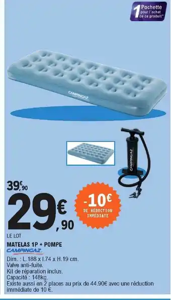 E.Leclerc Matelas 1P + Pompe offre