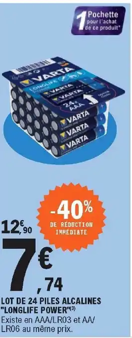 E.Leclerc Lot de 24 Piles Alcalines offre