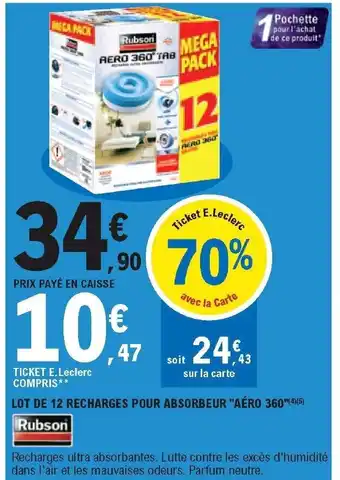 E.Leclerc Lot de 12 Recharges Pour Absorbeur Aéro 360 offre