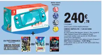 E.Leclerc Console Switch Lite + 1 Jeu Au Choix offre