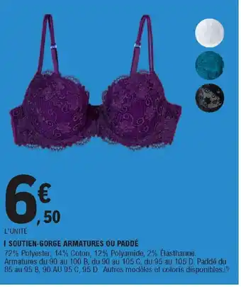 E.Leclerc Soutien-Gorge Armatures Ou Paddé offre