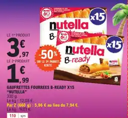 E.Leclerc Gaufrettes fourrees b-ready x15 "NUTELLA" offre