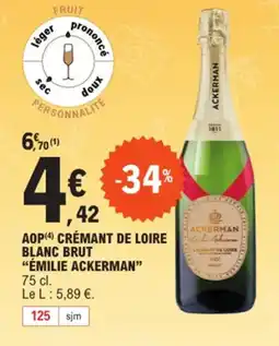 E.Leclerc Aop(4) crémant de loire blanc brut "ÉMILIE ACKERMAN" offre