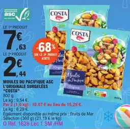 E.Leclerc Moules du pacifique asc l'originale surgelées "COSTA" offre