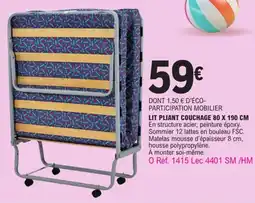 E.Leclerc Lit pliant couchage 80 x 190 cm offre