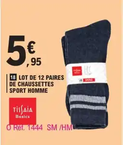 E.Leclerc Lot de 12 paires de chaussettes sport homme offre
