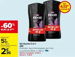 Carrefour Gel douche 5 en 1 AXE offre