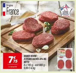 Netto NETTO Viande Bovine : 8 Steaks Hachés 20% MG offre