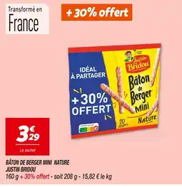 Netto JUSTIN BRIDOU BÂTON DE BERGER MINI NATURE offre
