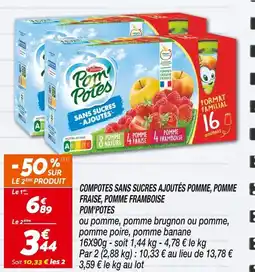 Netto POM'POTES COMPOTES SANS SUCRES AJOUTÉS POMME, FRAISE, POMME FRAMBOISE offre