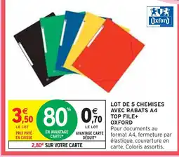 Intermarché OXFORD LOT DE 5 CHEMISES AVEC RABATS A4 TOP FILE+ offre