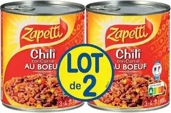 Match Zapetti chili con carne au boeuf offre