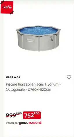 Bricomarché BESTWAY Piscine hors sol en acier Hydrium - Octogonale D360xH120cm offre