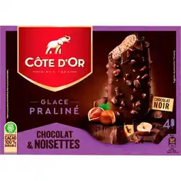 Auchan Bâtonnets Glace Pralinée Chocolat Noir Et Noisette Cote D'or offre