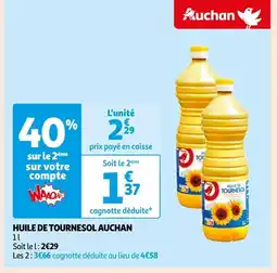 Auchan Supermarché AUCHAN HUILE DE TOURNESOL offre