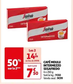 Auchan Supermarché SEGAFREDO CAFÉ MOULU INTERMEZZO offre