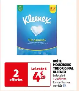 Auchan Supermarché KLEENEX BOÎTE MOUCHOIRS THE ORIGINAL offre