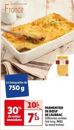 Auchan Parmentier de bœuf de l'aubrac offre