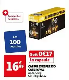 Auchan Café royal - capsules espresso offre