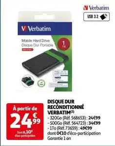 Auchan Verbatim - disque dur reconditionné offre
