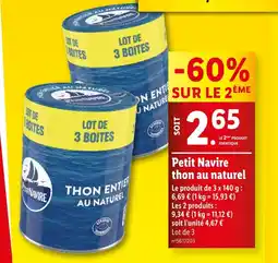 Lidl Petit Navire thon au naturel offre